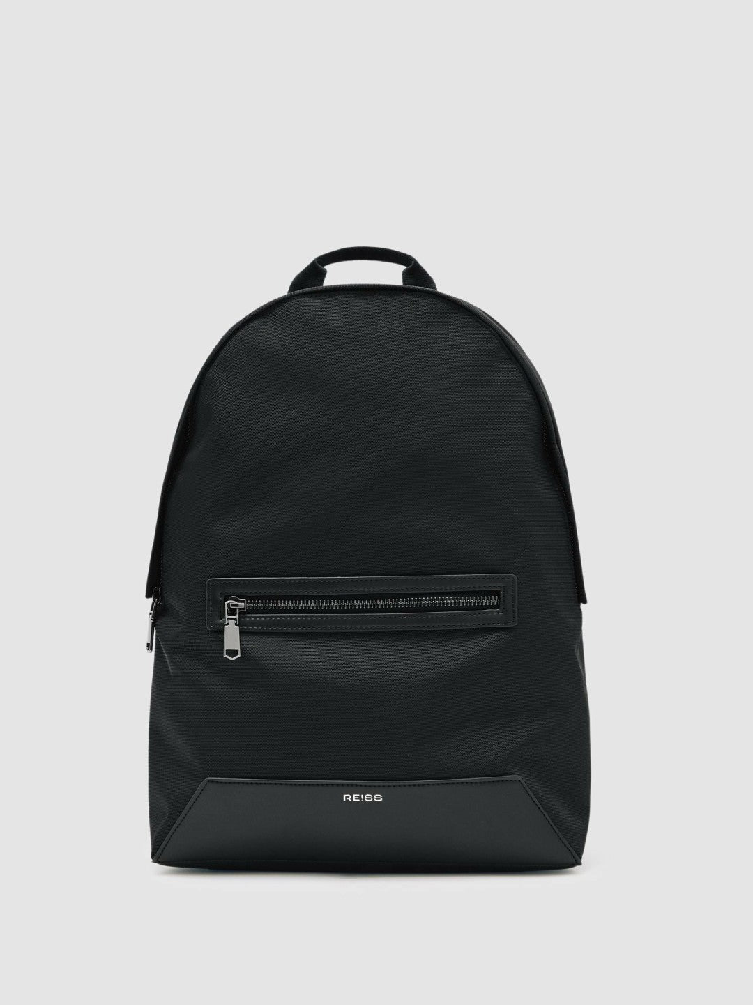 Reiss Affordable - Woven Zipped Backpack in Black