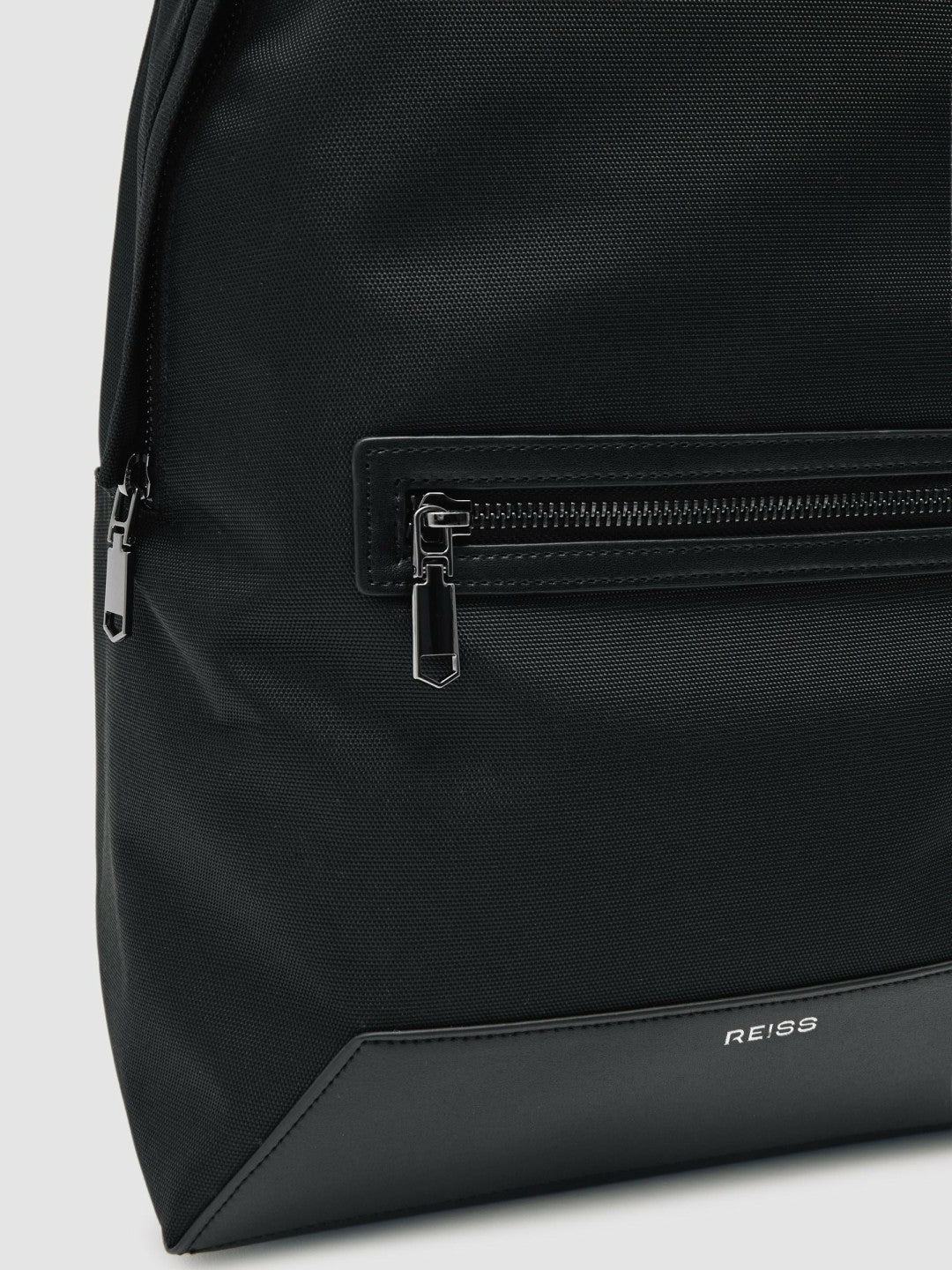 Reiss Affordable - Woven Zipped Backpack in Black