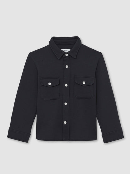 Reiss 3-9 yrs Waffle-Textured Twin-Pocket Overshirt in Navy
