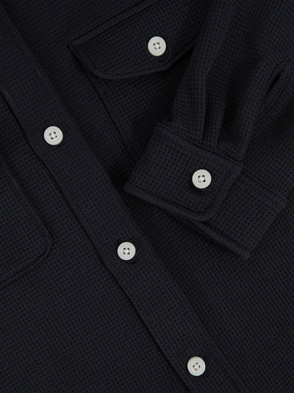Reiss 3-9 yrs Waffle-Textured Twin-Pocket Overshirt in Navy