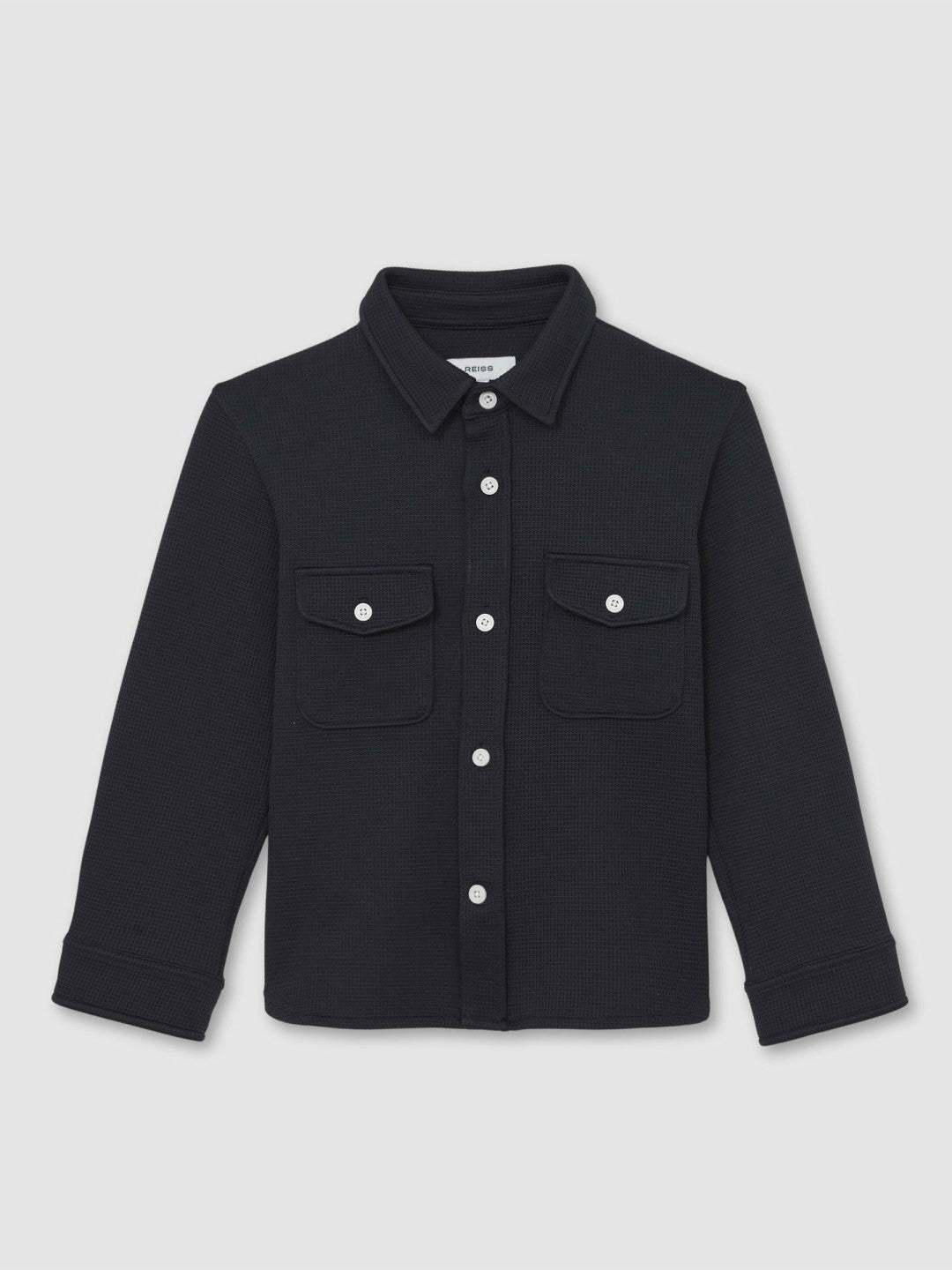 Reiss Affordable - 9-13 yrs Waffle-Textured Twin-Pocket Overshirt in Navy
