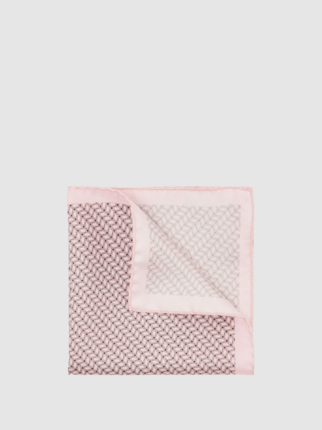 Reiss Featured - Geo Chain Detail Pocket Square in Soft Pink
