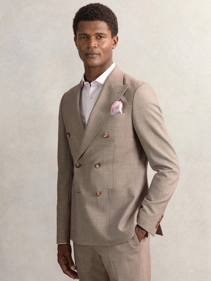 Reiss Featured - Geo Chain Detail Pocket Square in Soft Pink