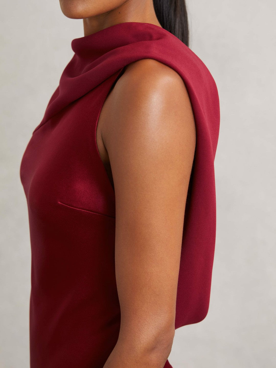 Reiss Petite Back Detail Midi Dress in Red