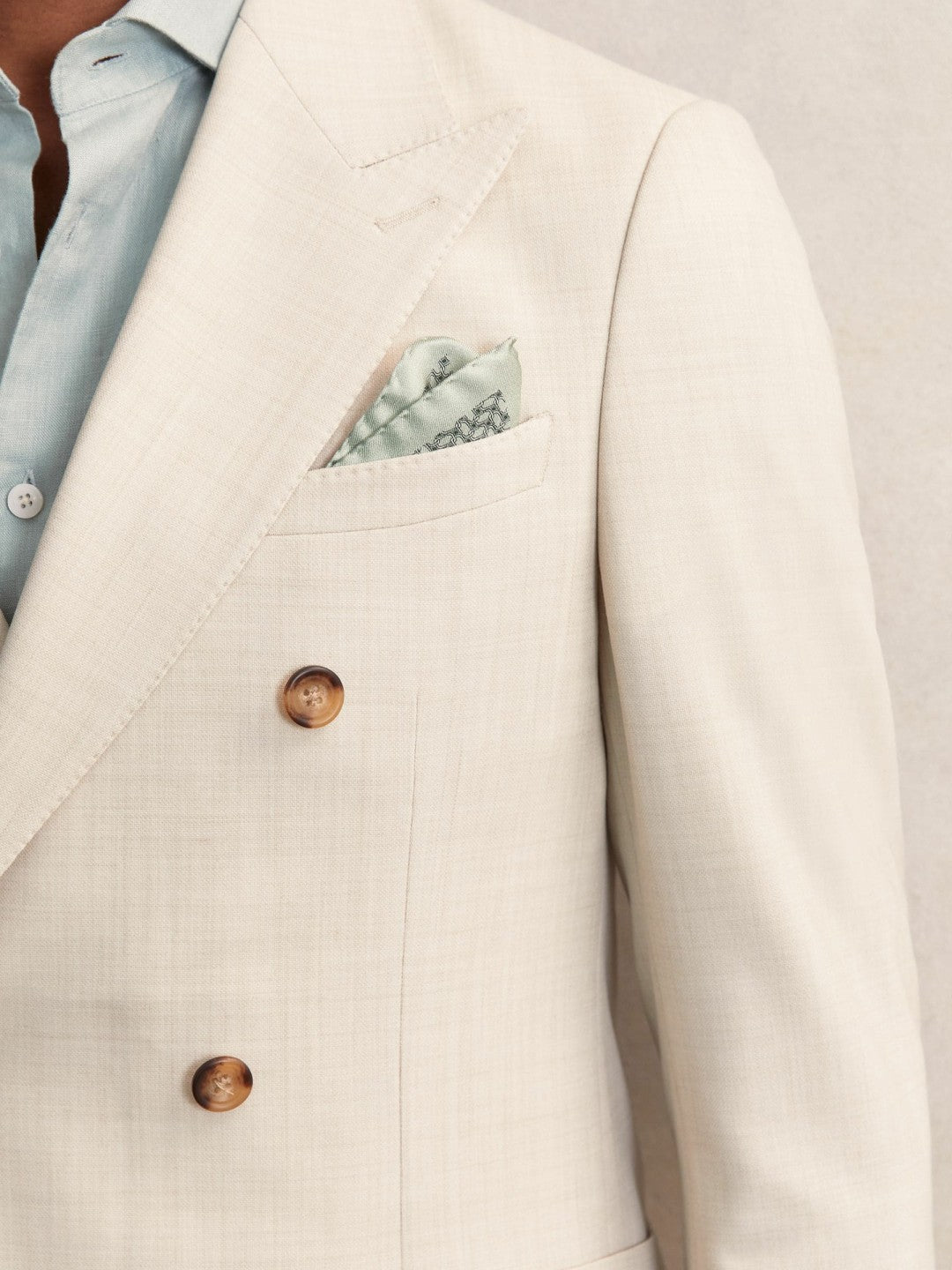 Reiss Value - Geo Chain Detail Pocket Square in Sage