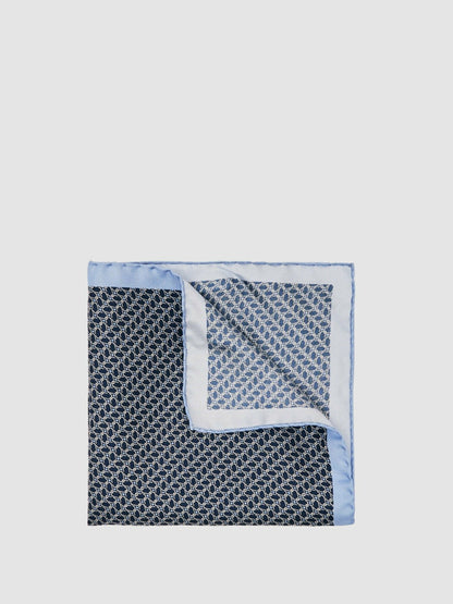 Reiss Sale - Geo Chain Detail Pocket Square in Navy
