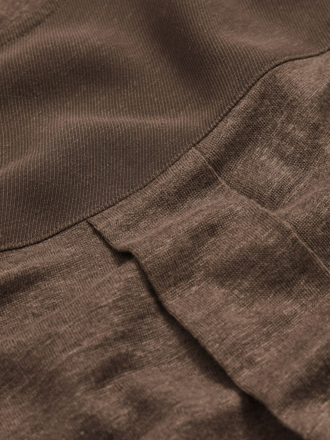 Reiss Linen V-Neck T-Shirt in Brown