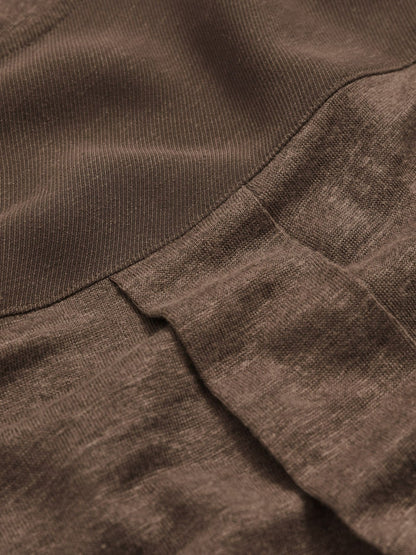 Reiss Linen V-Neck T-Shirt in Brown