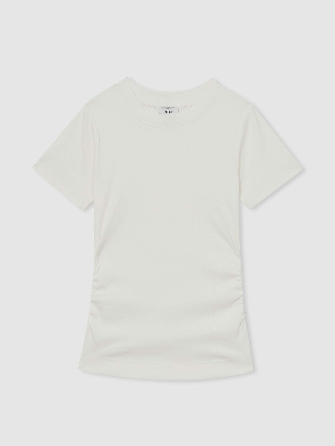 Reiss Offer - Stretch-Cotton Ruched Ribbed T-Shirt in White
