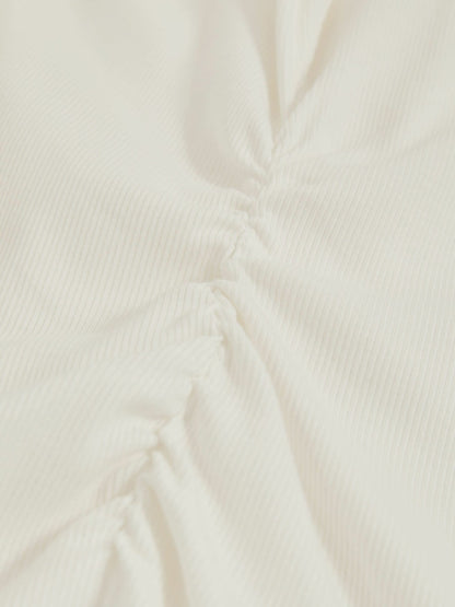 Reiss Offer - Stretch-Cotton Ruched Ribbed T-Shirt in White