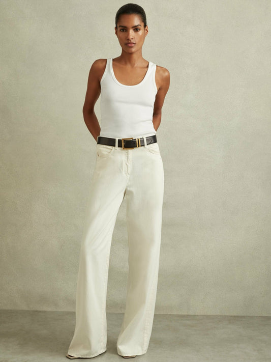 Reiss Popular Choice - Stretch-Cotton Ribbed Vest in White