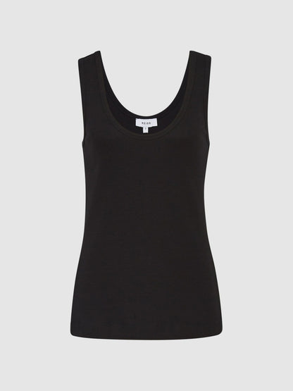 Reiss Offer - Stretch-Cotton Ribbed Vest in Black