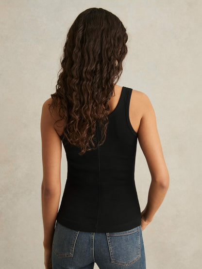 Reiss Offer - Stretch-Cotton Ribbed Vest in Black
