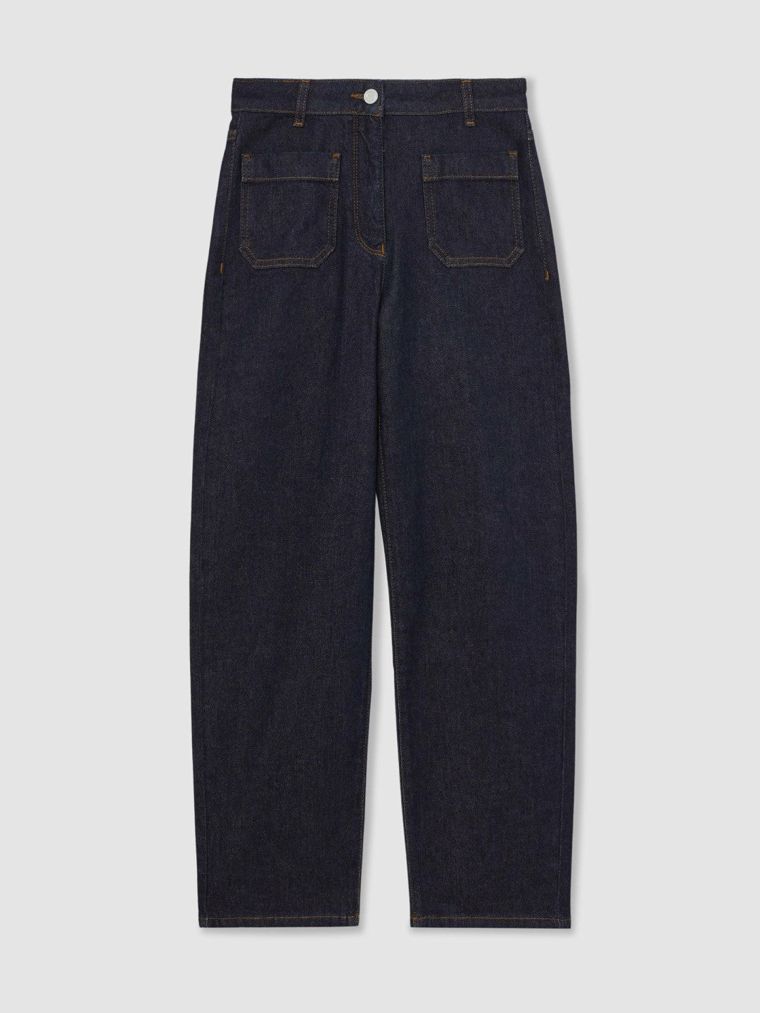 Reiss Petite Straight Leg Patch Pocket Jeans in Dark Blue