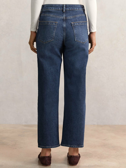 Reiss Offer - Petite Straight Leg Patch Pocket Jeans in Mid Blue