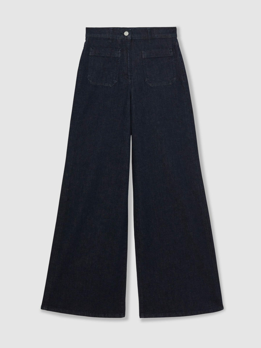 Reiss Petite Patch Pocket Wide Leg Jeans in Dark Blue