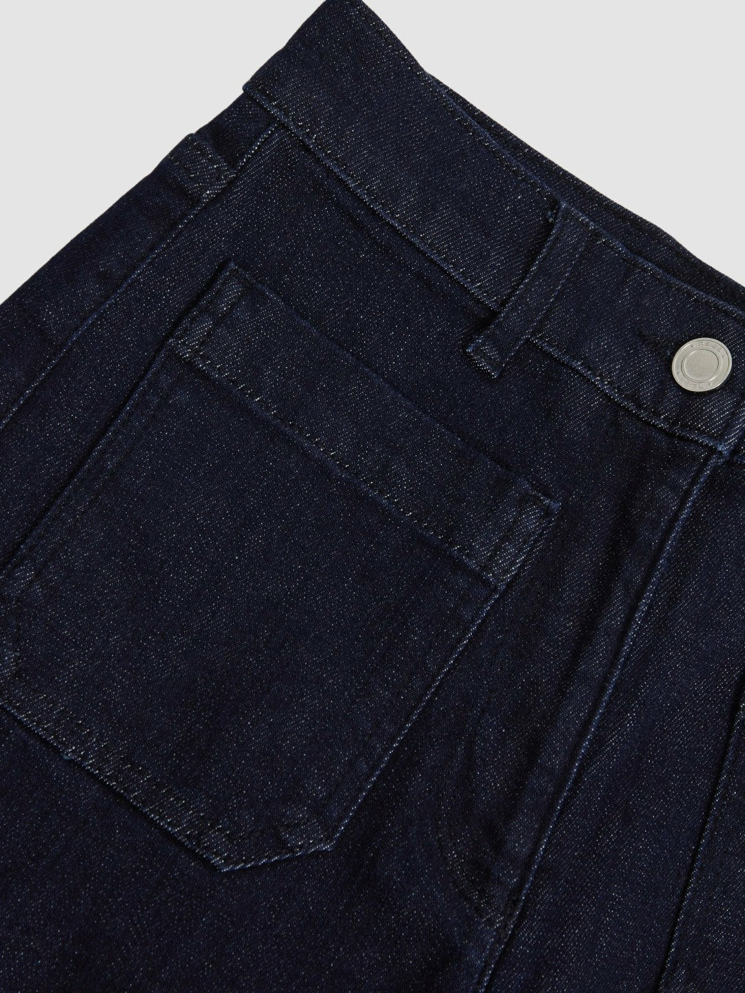 Reiss Petite Patch Pocket Wide Leg Jeans in Dark Blue