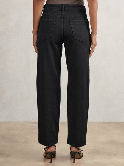 Reiss Deal - Petite Mid Rise Straight Leg Jeans in Black
