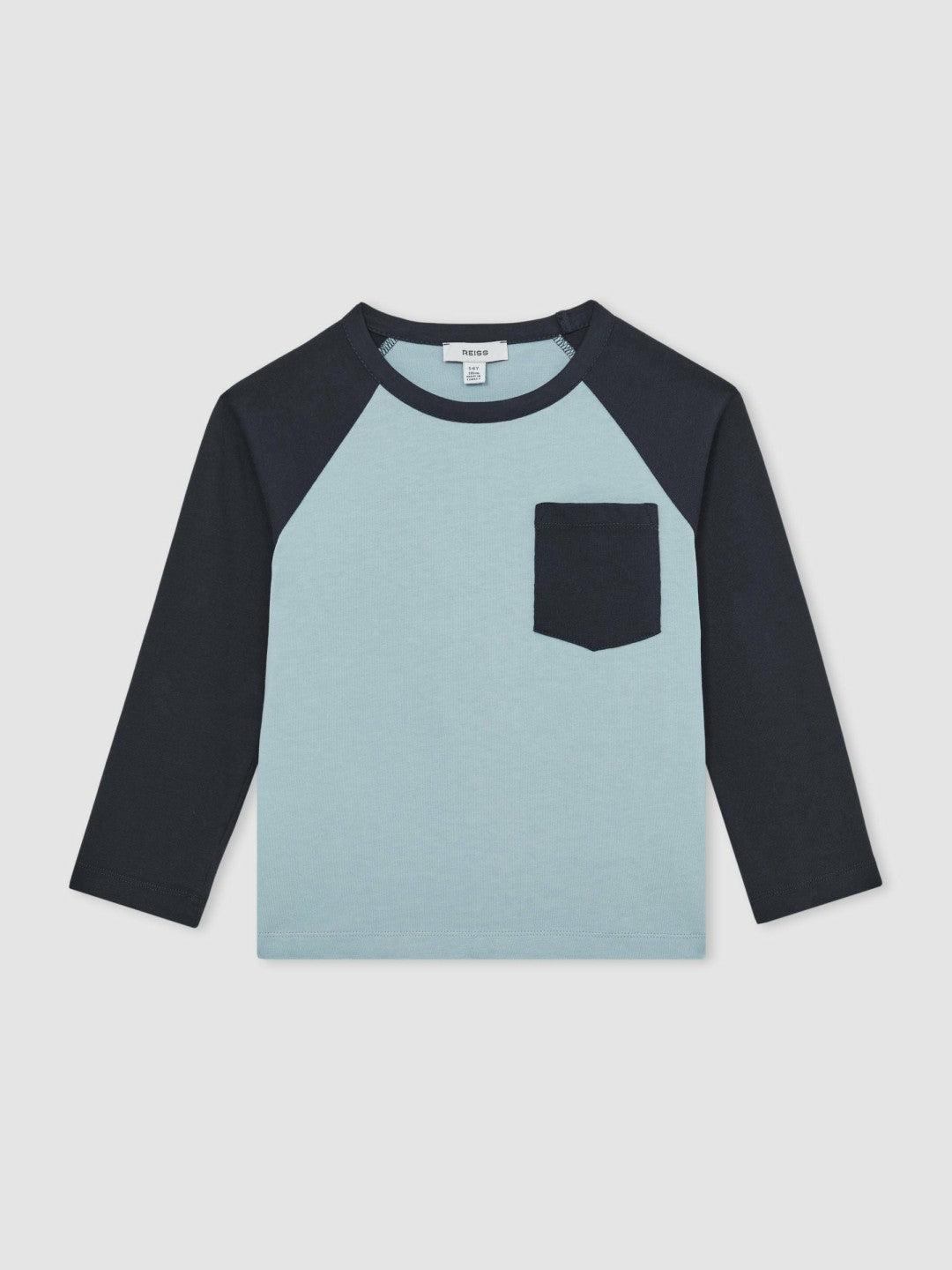 Reiss Featured - 3-9 yrs Cotton Colour-Block Long-Sleeve T-Shirt in Navy Blue