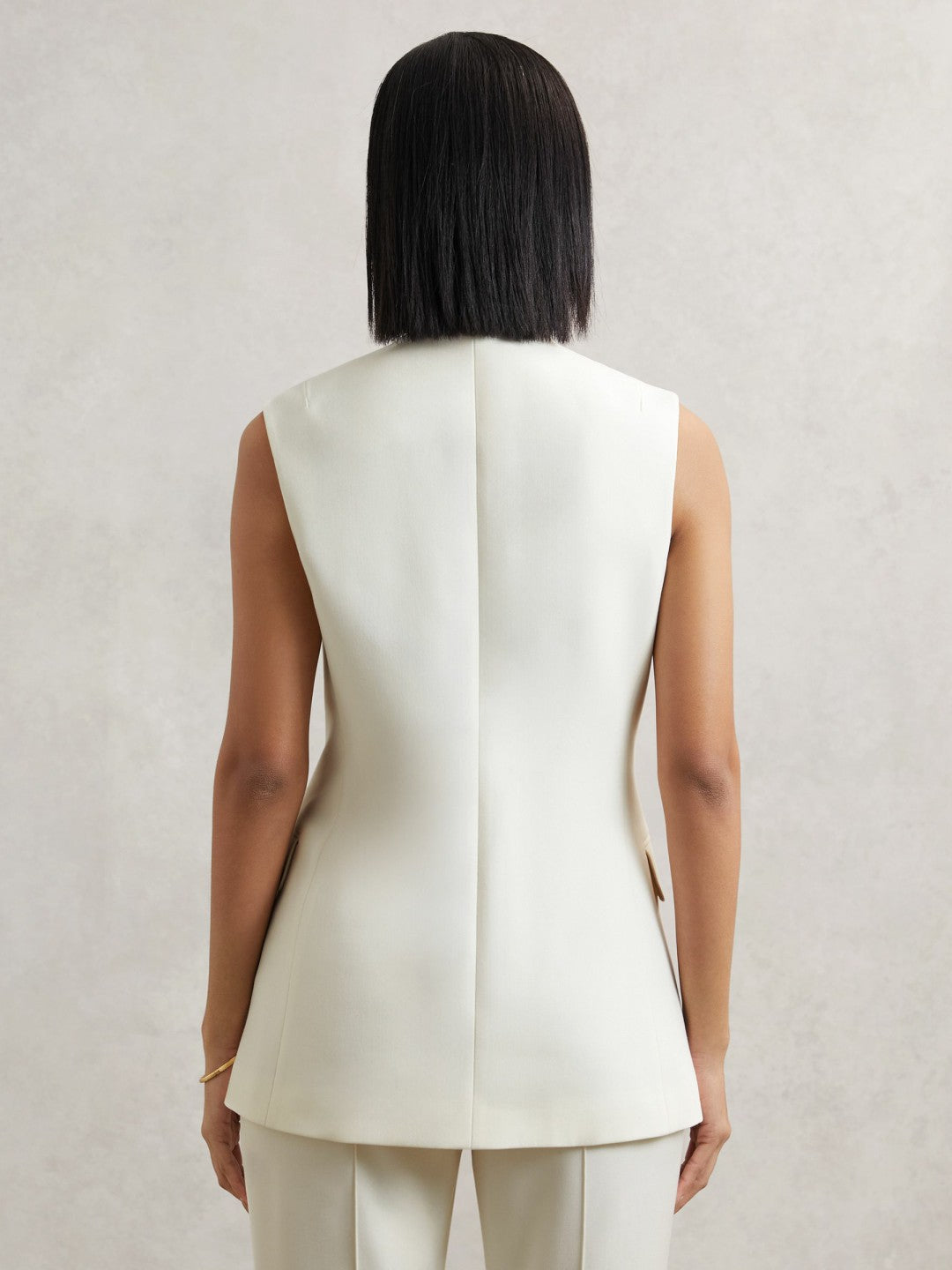 Reiss Savings - High-Neck Longline Waistcoat in Cream