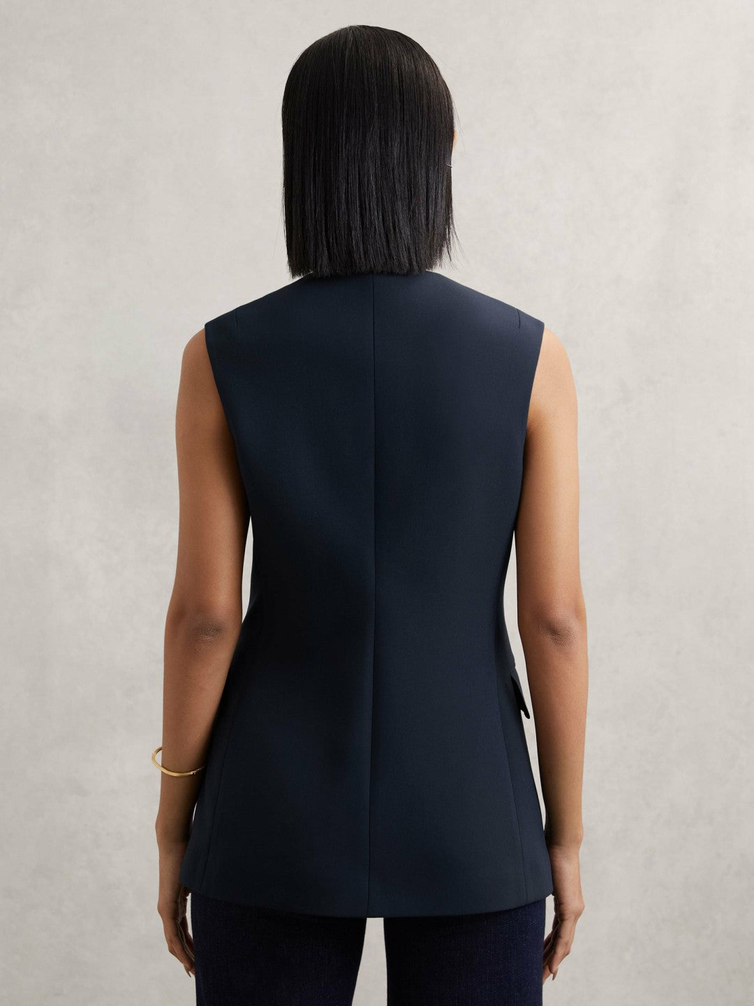 Reiss Sale - High-Neck Longline Waistcoat in Navy