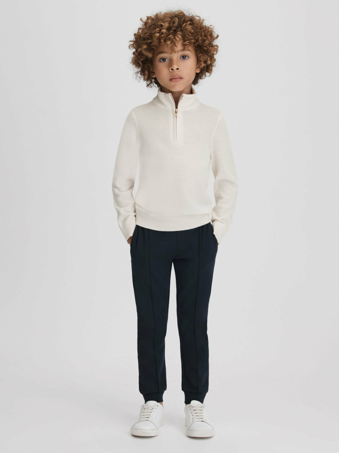 Reiss Offer - 3-9 yrs Wool Half-Zip Funnel Neck Jumper in Snow