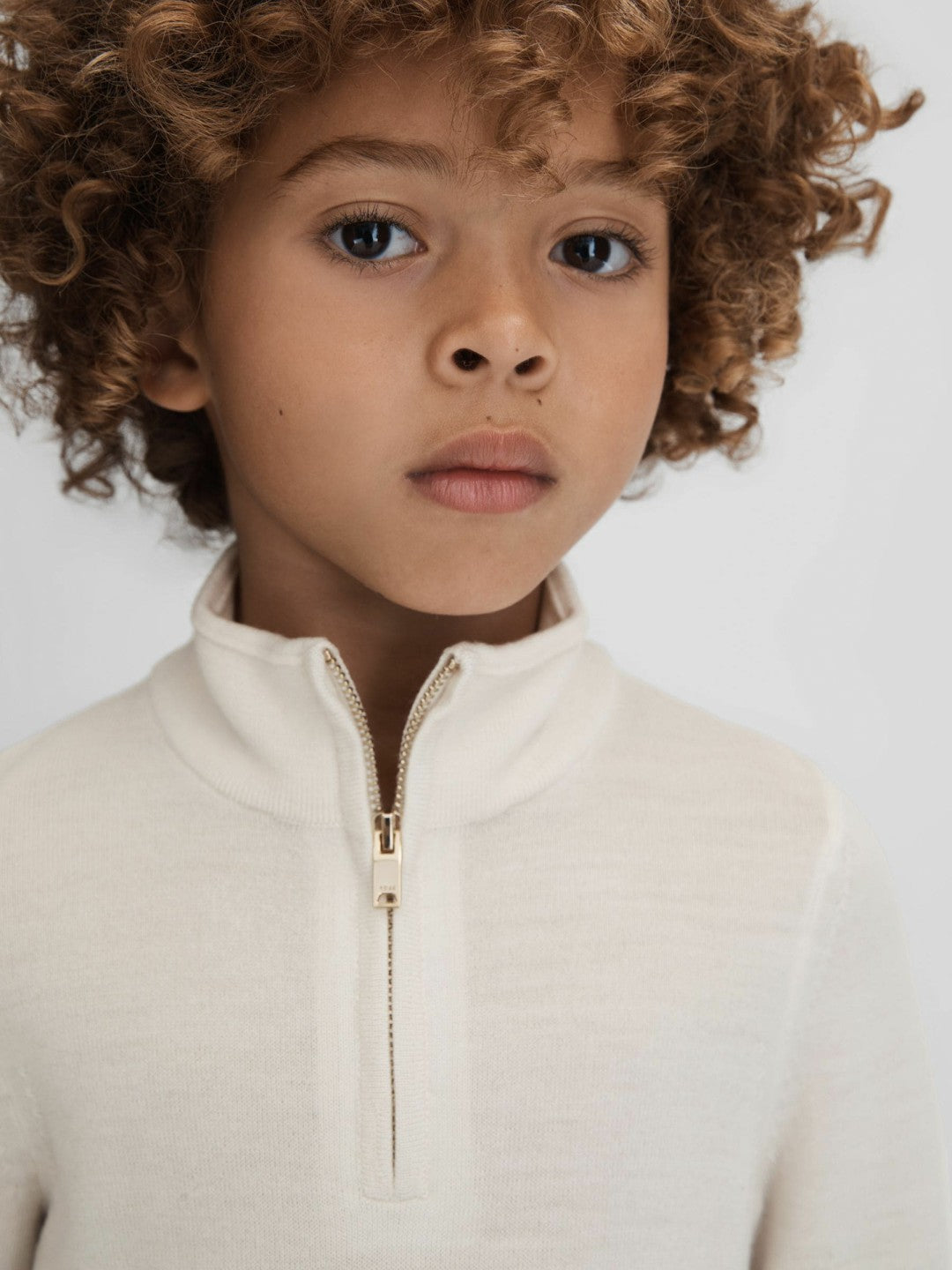 Reiss Offer - 3-9 yrs Wool Half-Zip Funnel Neck Jumper in Snow