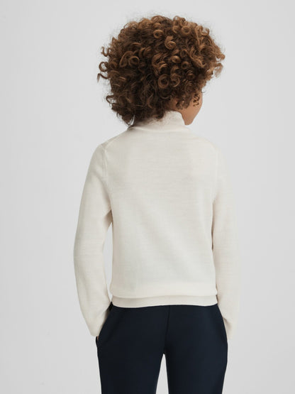 Reiss Offer - 3-9 yrs Wool Half-Zip Funnel Neck Jumper in Snow