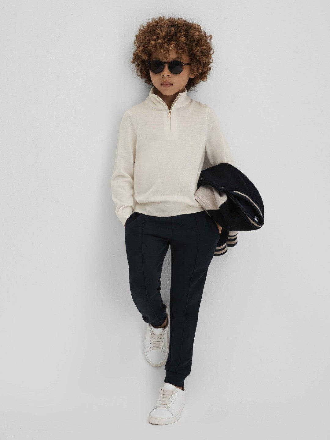 Reiss Offer - 3-9 yrs Wool Half-Zip Funnel Neck Jumper in Snow
