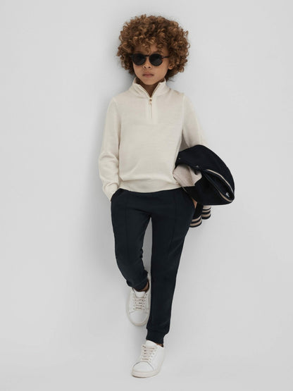 Reiss Offer - 3-9 yrs Wool Half-Zip Funnel Neck Jumper in Snow