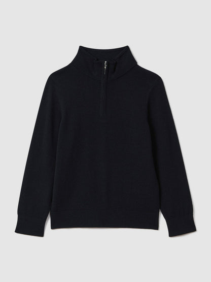 Reiss Sale - 3-9 yrs Wool Half-Zip Funnel Neck Jumper in Navy