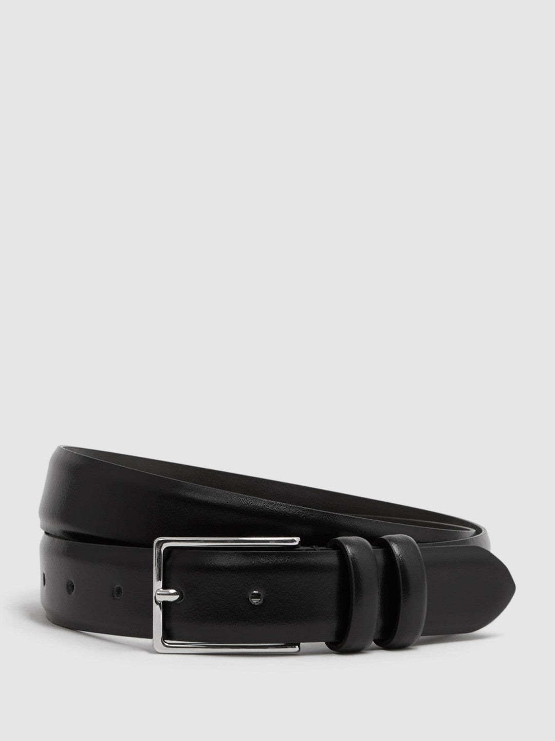 Reiss Affordable - Smooth Leather Belt in Black