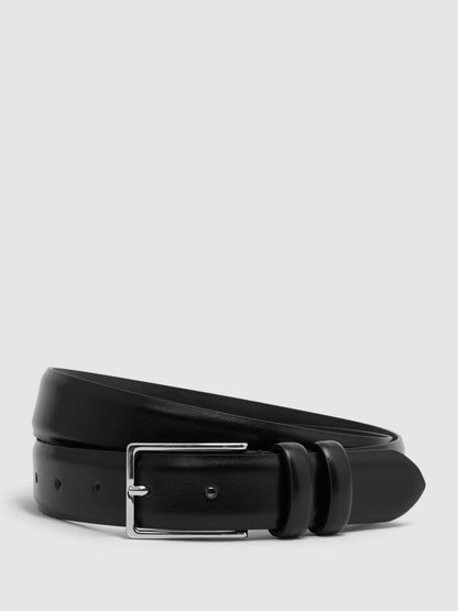 Reiss Affordable - Smooth Leather Belt in Black