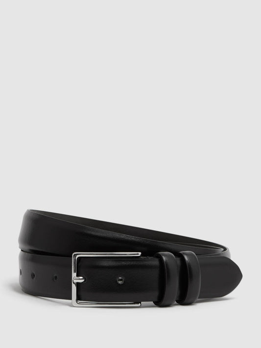 Reiss Affordable - Smooth Leather Belt in Black