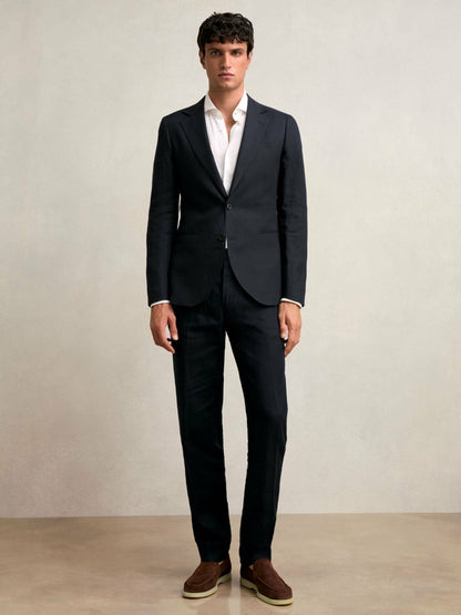 Reiss Featured - Slim Fit Linen Adjuster Trousers in Navy