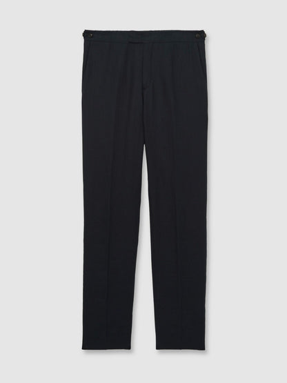 Reiss Featured - Slim Fit Linen Adjuster Trousers in Navy