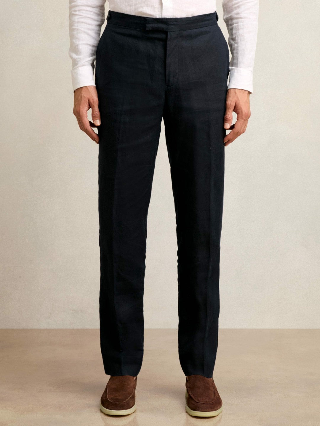 Reiss Featured - Slim Fit Linen Adjuster Trousers in Navy