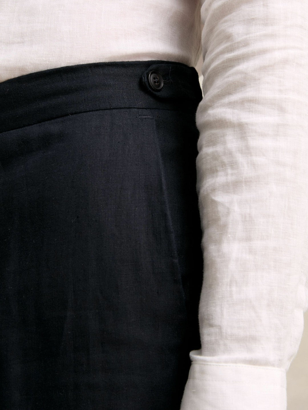Reiss Featured - Slim Fit Linen Adjuster Trousers in Navy