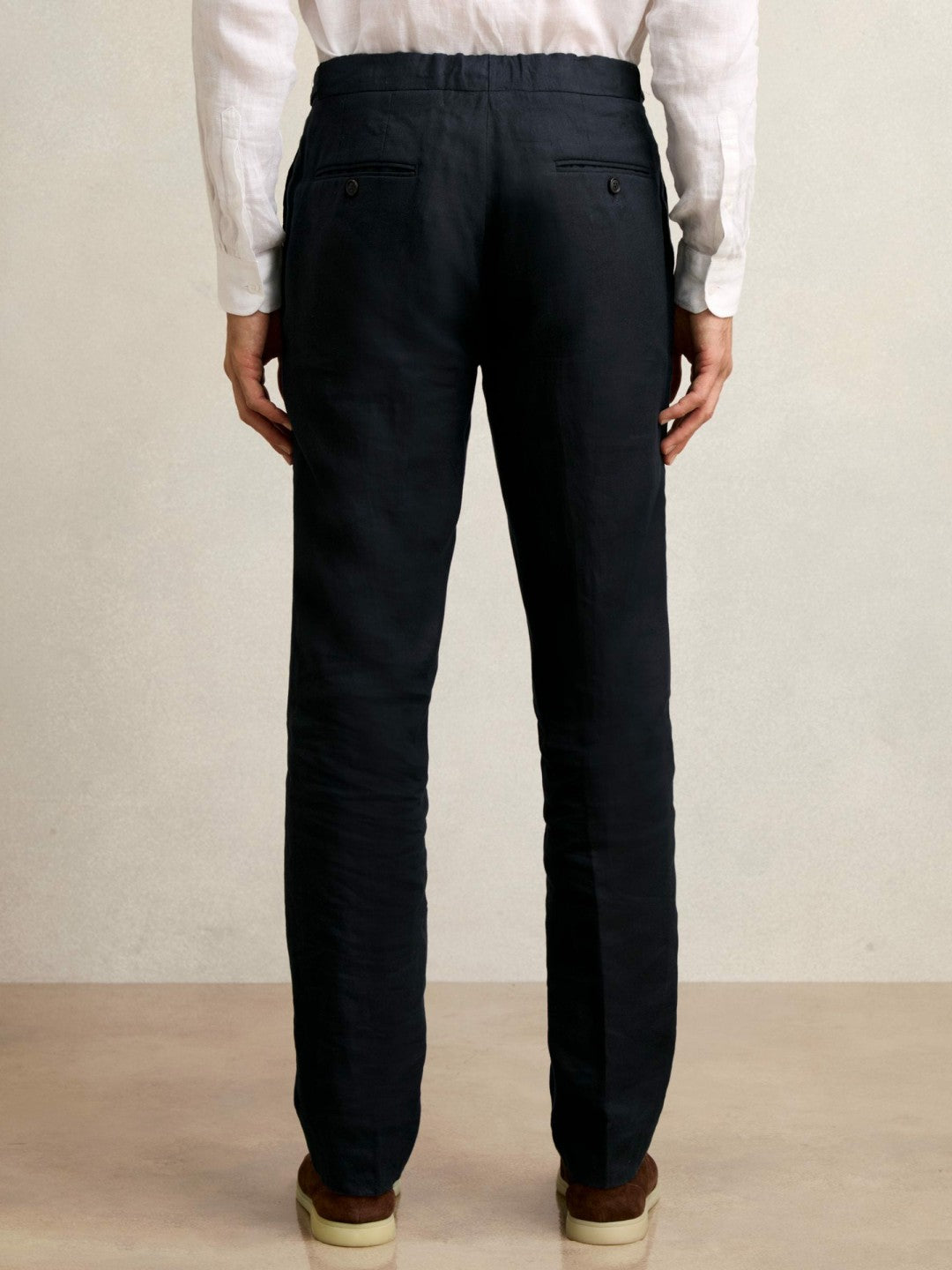 Reiss Featured - Slim Fit Linen Adjuster Trousers in Navy