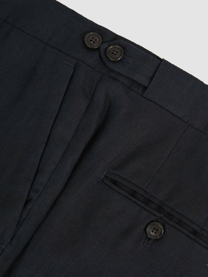 Reiss Featured - Slim Fit Linen Adjuster Trousers in Navy