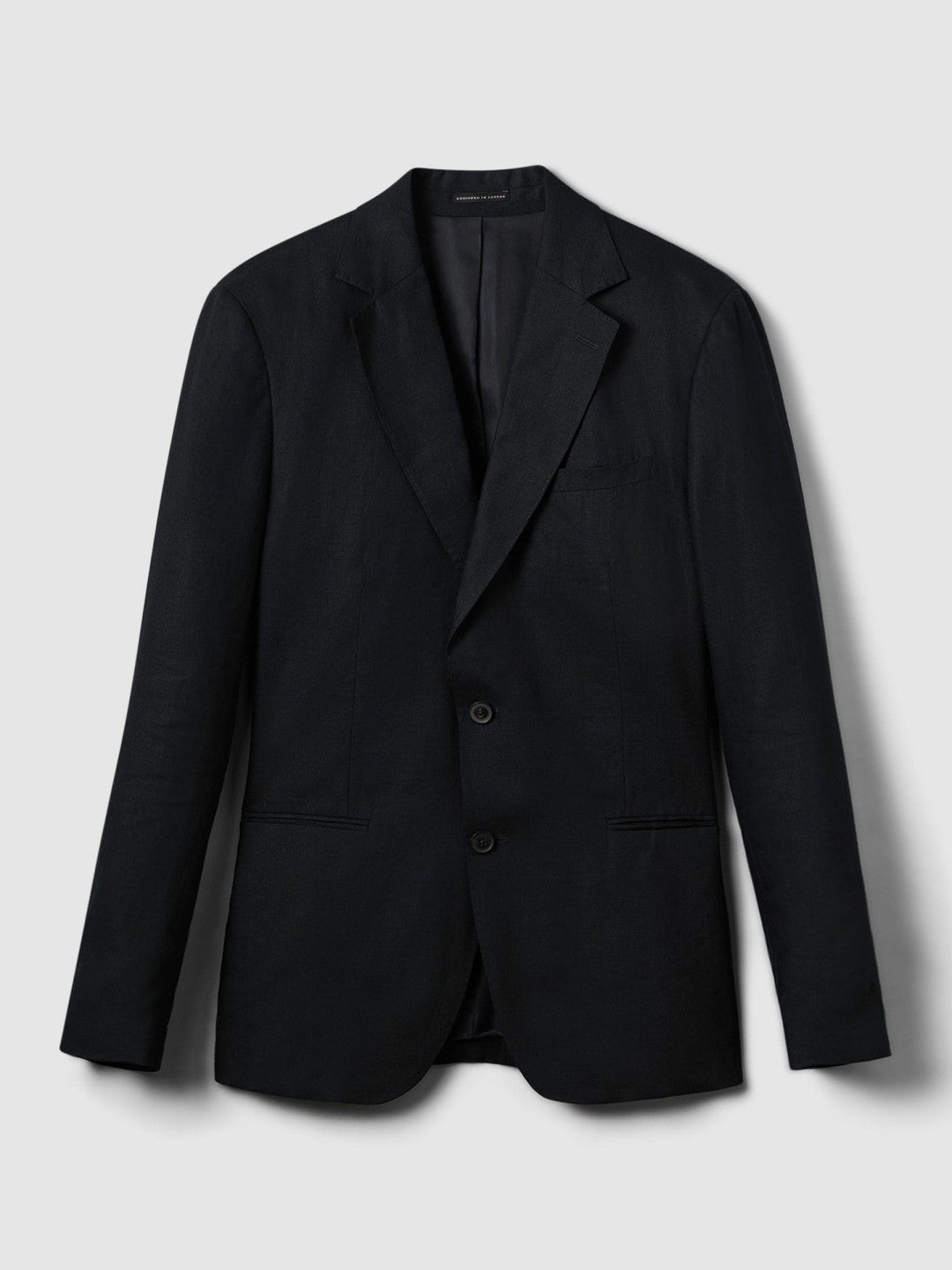 Reiss Savings - Slim-Fit Single Breasted Linen Blazer in Navy
