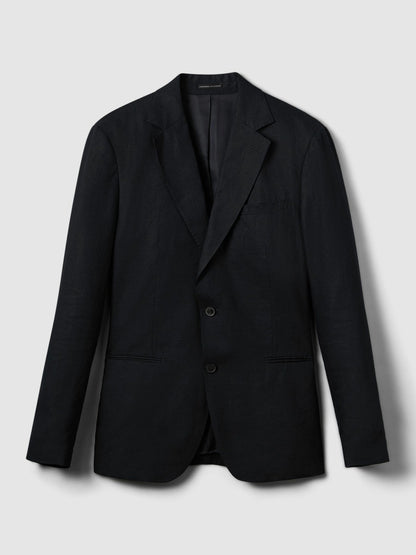 Reiss Savings - Slim-Fit Single Breasted Linen Blazer in Navy
