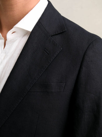 Reiss Savings - Slim-Fit Single Breasted Linen Blazer in Navy