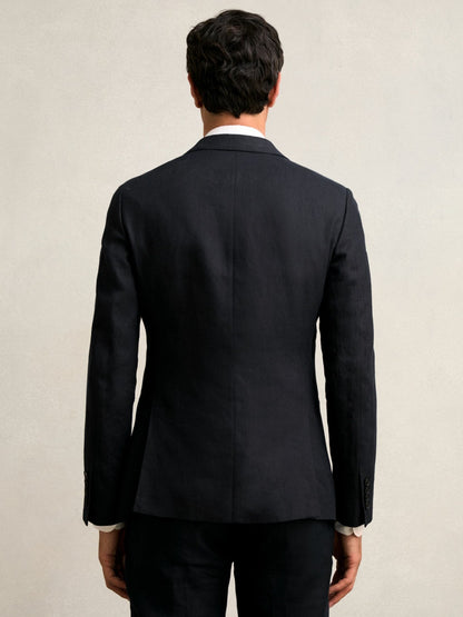 Reiss Savings - Slim-Fit Single Breasted Linen Blazer in Navy