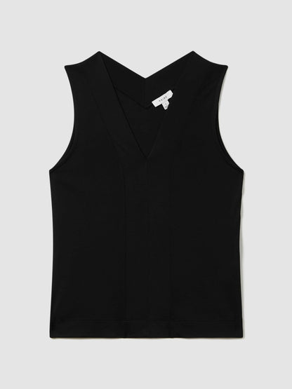 Reiss V-Neck Shell Top in Black