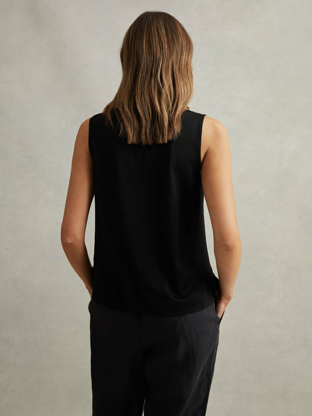 Reiss V-Neck Shell Top in Black