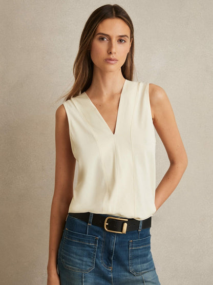 Reiss V-Neck Shell Top in Ivory