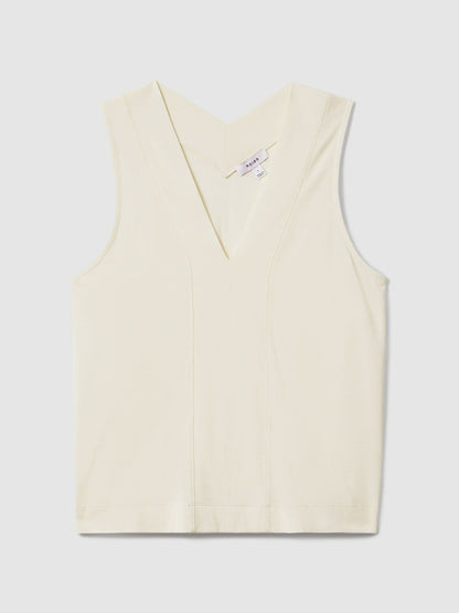 Reiss V-Neck Shell Top in Ivory