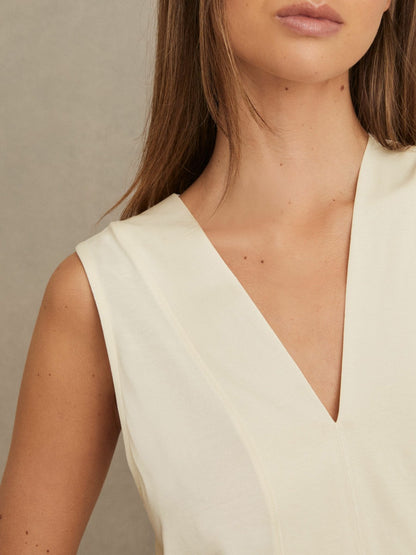 Reiss V-Neck Shell Top in Ivory