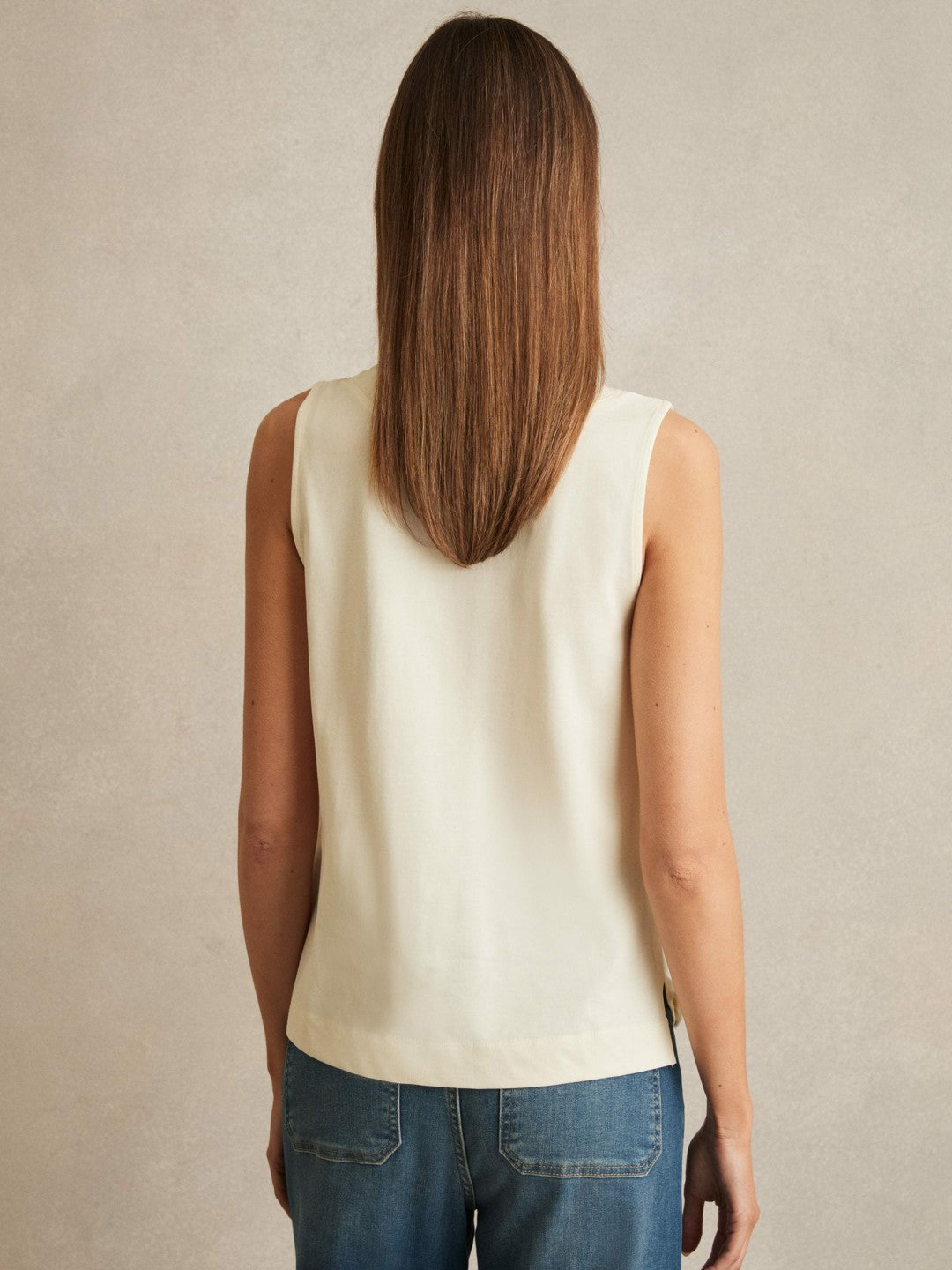 Reiss V-Neck Shell Top in Ivory